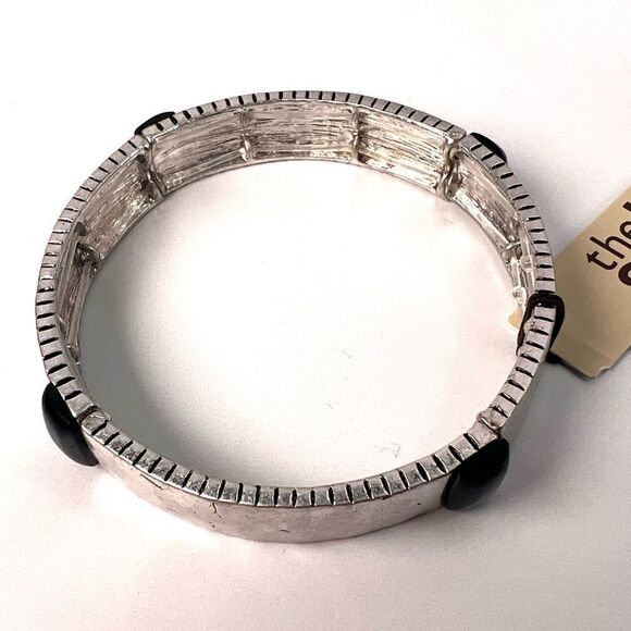 The Sak Black and Silver Tone Stretch Bracelet 2.5 inches NWT - Picture 1 of 4